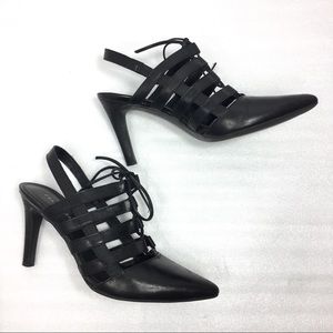 Franco Sarto Black Strappy Heels 7.5